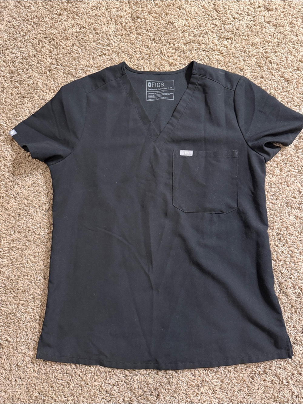 Figs Black V-Neck Women's Scrub Top